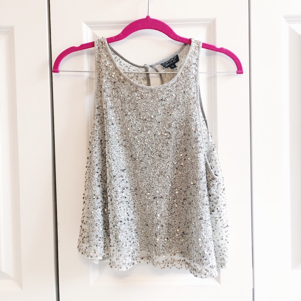Zara sequined silver top